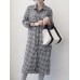 Check Print Lapel Long Sleeve Button Down Shirt Dress