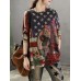 Women Flag Print Knit Long Sleeve Casual Sweaters