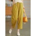 Plus Size Yellow elastic waist Pockets Pants Spring