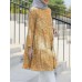 Women Bohemian Floral Print Ruffles Hem Long Sleeve Kaftan Tunic Loose Shirts