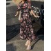 Cottagecore Flower Print Pocket Puff Sleeve Casual Maxi Dress