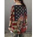 Women Flag Print Knit Long Sleeve Casual Sweaters