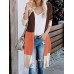 Rainbow Color Block Colorful Stitching Cardigans Open Front Women Casual Sweaters