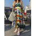 Cottagecore Flower Print Pocket Puff Sleeve Casual Maxi Dress