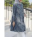 Women Bohemian Floral Print Ruffles Hem Long Sleeve Kaftan Tunic Loose Shirts