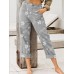 Casual Flowers Print Loose Pocket Long Pants For Women