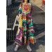 Cottagecore Flower Print Pocket Puff Sleeve Casual Maxi Dress