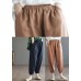 Orange Loose Cotton Pants Pockets Summer