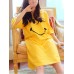 Women Funny Smile Print Round Neck Home Breathable Nightgown