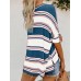 Stripe Contrast Color Oblique Collar Irregular Hem Blouse